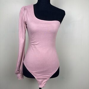 Pink Lily Asymmetrical Pink Bodysuit